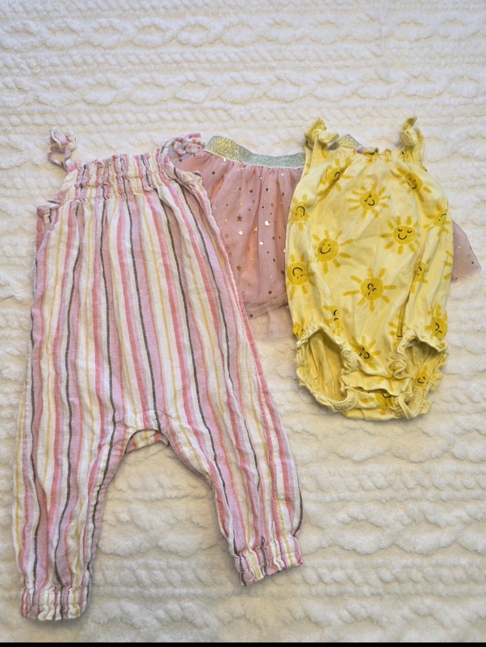 Baby Girl 6-12M Summer Bundle Old Navy Sun Bodysuit Stripe Romper Tutu Skirt